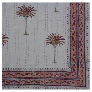 Hot Selling Hand Printed Cotton Kantha <b>Quilt</b> Twin Size Palm Tree Pattern Traditional Home Decor All Season Use - Product Image 5