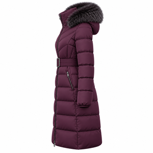Unisex <b>Long</b> Thick <b>Puffer</b> <b>Coat</b> Hooded Belted Down Jacket Zipper Winter Casual Color Blocking Eco-friendly - Product Image 6