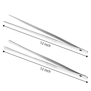 2 pinces de cuisine en acier inoxydable de 12 pouces, pinces à épiler à pointes dentelées, prise en main précise, qualité chef, ustensiles de cuisine robustes SIGAL MEDCO - Product Image 2