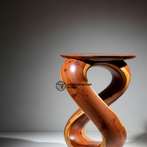 Table d'appoint en bois massif de luxe Infinity Twist |   Table d'appoint et ottoman en forme de 8, fabriqués à la main, pour la décoration de maisons et d'hôtels design - Product Image 3