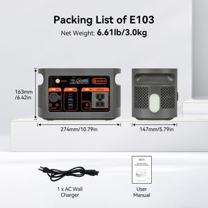 Stazione di Alimentazione Portatile Flashfish E103 300W (600W di Picco) con Prese AC e Batteria LiFePO4 da 179.2Wh, Generatore Solare - Product Image 3