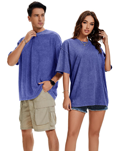 เสื้อยืดเบสิคทรงโอเวอร์ไซส์ ผ้าฟอกสี 280 กรัม คอเสื้อแบบดรอปโชว์เดอร์ เสื้อเบสิคผู้ชาย วินเทจ แขนสั้น สีพื้น เสื้อยูนิเซ็กส์ - Product Image 2