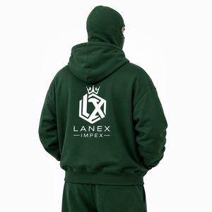 เสื้อฮู้ดบาลาคลาวาสีเขียวขนาดใหญ่พิเศษสำหรับผู้ชาย ซิปเต็มตัว ผ้าฝ้ายฟลีซหนานุ่ม เสื้อฮู้ดมีฮู้ด สกรีนโลโก้ได้ตามสั่ง รับผลิตแบบ OEM - Product Image 4
