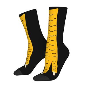 Black Crew <b>Socks</b> with Yellow Dragon Claw Print Breathable Knitted Spandex Material Sweat-Absorbent Summer Basketball for Adults - Product Image 1