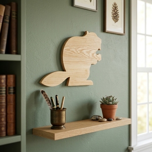 Silueta Decorativa de Castor Hecha a Mano en Madera, Escultura Minimalista de Castor en Madera Natural, Decoración para Habitación Infantil o Sala de Estar - Product Image 4