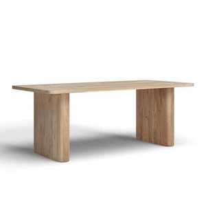 Juego de Mesa de Comedor de Madera Maciza Estilo Japandi, Rectangular, con Base de Bloque, Estilo Nórdico Minimalista Contemporáneo, Sillas de Comedor - Product Image 5