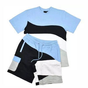 Men's Casual Tracksuits OEM Custom Summer 2 Piece Cotton Fleece Short Sleeve T <b>Shirt</b> and Shorts Set Custom <b>Color</b> Tracksuits - Product Image 5