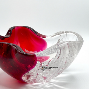 Tazón de Resina Rojo y Transparente Hecho a Mano con Forma Ondulada Orgánica, Tazón Decorativo Moderno para Servir, Centro de Mesa Artístico Brillante - Product Image 2