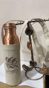 Handmade Copper Water <b>Bottles</b> with Embossed Designs, Hammered Finish, Engraved Patterns, Screw Cap for Home Gift Wholesale - Product Image 5