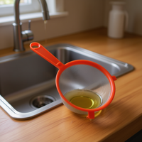 Colador de malla fina de plástico PP de 16 cm con mango, solo para lavado a mano, para coladores y escurridores