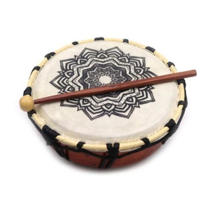 Handmade Engraved Dark Brown Irish Traditional Birch Wood Tambourine Head with Sheepskin <b>Drum</b> Skin Customizable - Product Image 2