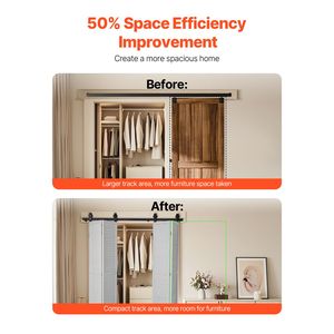 Kit Binario per Porta Scorrevole a Soffietto (Barn Door) da 76 Pollici, Montaggio Superiore, Resistente, Facile Installazione, Scorrimento Fluido e Silenzioso - Product Image 3