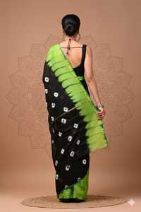 Sari en soie Chanderi imprimé, léger et confortable - Product Image 3