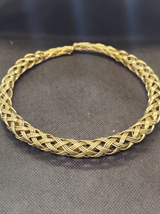 Handmade Brass Hasli <b>Necklace</b> | Gold Plated Open Collar Choker | Traditional Tribal Brass Neckpiece | Adjustable Fashion Jewelry - Product Image 2