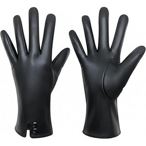 Womens Fashion <b>Long</b> Leather Evening <b>Gloves</b> With Rhinestone Detail And Cashmere Lining For Winter Galas - Product Image 1