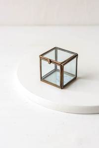 Wedding Gifts Crown Glass Box Square Glass Box With Metal Jewelry Box - Product Image 3