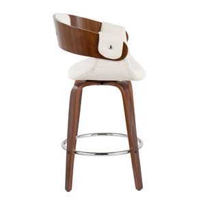 Set di 2 Sgabelli da Bancone Elisa, Design Moderno Mid-Century in Noce e Tessuto Crema per Uso Bar - Product Image 3