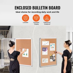 Tablero de Corcho Enmarcado en Aluminio de 36 x 24 Pulgadas con Puerta Acrílica con Cerradura y 2 Llaves, Tablero de Anuncios de Pared Resistente a la Intemperie - Product Image 2