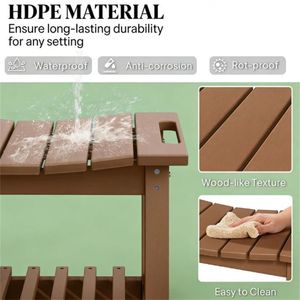 Panca contenitore marrone con tavolino laterale, utilizzabile come tavolino da caffè da esterno o panca per doccia - Product Image 4