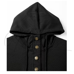 Survêtement d'hiver écologique à capuche, imprimé uni, style streetwear, 100 % coton, tissu léger, logo personnalisé, respirant, athlétique - Product Image 3
