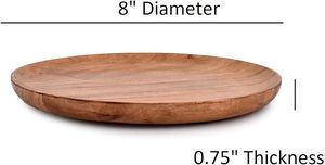 <b>Round</b> <b>Wooden</b> Serving Plate Polished Eco Friendly Handmade Rustic Heat Resistant Decorative Tray <b>Solid</b> Pattern <b>Dining</b> Tableware - Product Image 5