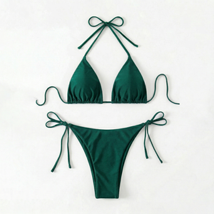 Traje de Baño Deportivo Triangular Sexy con Estampado Personalizado, Trajes de Baño para Mujer con Cuello en V, Bikini Brasileño, Ropa de Playa, Conjunto de Dos Piezas - Product Image 4