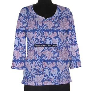 <b>Hand</b> Block Printed Women Wear Dress Short Side Button Kurtis Tunic Top Blouse <b>Hand</b> Block Print Cotton Kurti Dress Ethnic Casual - Product Image 1
