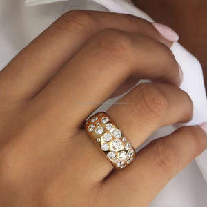 IGI Lab cultivé Vintage 14k or blanc fait à la main ensemble de tension mariage/fiançailles unisexe bague coupe diamant anniversaire fête cadeau - Product Image 2