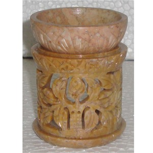 Handmade Natural Soapstone Carving Aroma <b>Oil</b> <b>Burner</b> Round Shape For Business Gift And Home Decoration Manufacturer Of Indian - Product Image 4