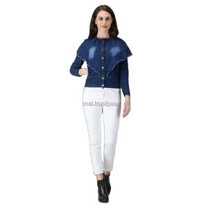 Tendance Respirant Lâche Casual Denim Veste pour Femmes Solide Couleur avec Perle Broderie Décorations Nouvelle Mode En Gros - Product Image 1
