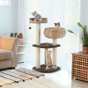 Arbre à chat en rotin de 41 pouces avec perchoir confortable pour la sieste et les griffades des chats - Product Image 3