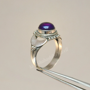 Half <b>Moon</b> Purple Amethyst <b>Ring</b> Crescent <b>Moon</b> Gemstone <b>Ring</b> Handmade Boho Celestial Jewelry Natural Amethyst <b>Ring</b> Statement <b>Ring</b> - Product Image 2