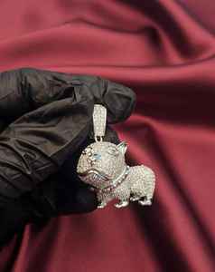 Pendentif de luxe pour chien en argent 925 plaqué or 18 carats avec micro-pavé de strass, breloque animale, cadeau unisexe - Product Image 2