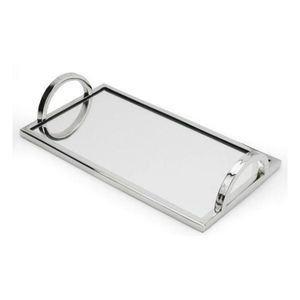 Polished <b>Silver</b> Round Serving <b>Tray</b> Modern Hospitality Platter Elegant Kitchen Counter Presentation Accent - Product Image 5