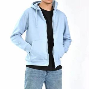 Sweat à capuche unisexe OEM ODM 100% coton molletonné avec fermeture éclair, logo personnalisé sur le devant, options de couleurs personnalisées, tissu respirant et écologique, poche - Product Image 1