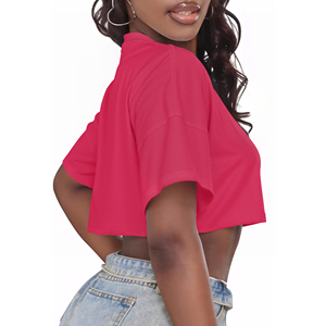 Camiseta corta elegante para mujer, con estampado personalizado, de algodón, estilo streetwear, manga corta, top de verano para la moda diaria. - Product Image 5