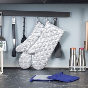 Gant de four résistant à la chaleur avec revêtement argenté |   Gant de cuisine matelassé en coton résistant à la chaleur pour barbecue, four et cuisine domestique - Product Image 2