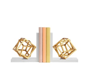 Les meilleures ventes : Serre-livres muraux en aluminium plaqué or, conçus pour les espaces restreints et une esthétique d'étagère épurée - Product Image 2