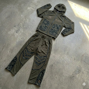 ชุดวอร์ม Rexfit OEM แบบมีโลโก้สะท้อนแสง ผลิตจากผ้าโพลีเอสเตอร์ผสมคอตตอน สำหรับผู้ชาย พิมพ์ลายสองชิ้น ชุดวอร์มแบบมีซิป ชุดกันลมสำหรับผู้ชาย - Product Image 2