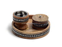 Brûleur à Bakhoor de Luxe Antique en Bois et Laiton, Boîte Plateau, Diffuseur Religieux Arabe pour l'Aïd, Fait Main, Écologique pour l'Aromathérapie