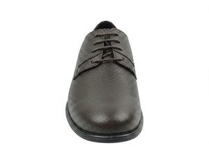 Chaussures Oxford pour hommes en cuir véritable noir uni, bout rond, à lacets, respirantes, semelle extérieure en cuir de vache, style marche toutes saisons - Product Image 2