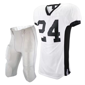 Ensemble d'uniformes de football américain personnalisés blanc et noir, maillot 24, pantalon en mesh, col en V, manches courtes, coupe athlétique, évacuation de l'humidité pour hommes - Product Image 1