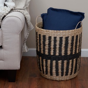 Seagrass <b>basket</b> with black pattern Handmade <b>Storage</b> <b>Basket</b> Wholesale eco-friendly Made in Vietnam - Product Image 3
