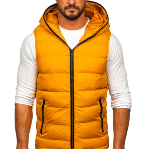 OEM ODM Custom Logo Men's Sleeveless Puffer Vest Jacket Winter Solid Plush Lining <b>Waistcoat</b> with Linen Shell - Product Image 6