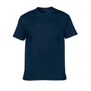 เสื้อยืดคอกลมสีน้ำเงินล้วนสำหรับผู้ชาย เสื้อยืดแขนสั้นผ้าฝ้ายลำลอง เสื้อยืดคอกลมสีน้ำเงินล้วนเนื้อนุ่มสบายสำหรับผู้ชาย - Product Image 4