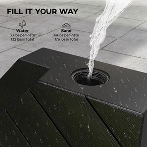 Base de parasol autoportante robuste noire réglable pour remplissage d'eau ou de sable pour parasols Roma 3,5 m 132/176 lb pour utilisation en piscine - Product Image 5