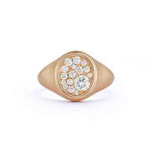 Bague signet en diamant de laboratoire, sertie pavé, finition satinée mate, anneaux de déclaration massifs coniques bombés pour le petit doigt, en or 14K, vente en gros - Product Image 3