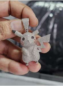 Porte-clés Pikachu Pokémon, pendentif en argent 925, pendentif personnage de dessin animé, figurine mignonne Psyduck Squirtle, pendentif pour sac à dos - Product Image 2