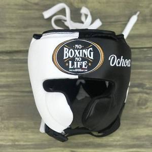 ชุดอุปกรณ์ชกมวยหนังวัวแท้สีขาวดำ ยี่ห้อ No Boxing No Life พร้อมอุปกรณ์ป้องกันศีรษะและอวัยวะเพศชาย แบบผูกเชือก คุณภาพสูง - Product Image 5