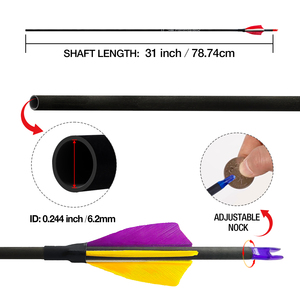 새로운 도착 12 팩 탄소 샤프트 양궁 활력 시커 100 곡물 필드 포인트 사냥 연습 대상 복합 활 - Product Image 4